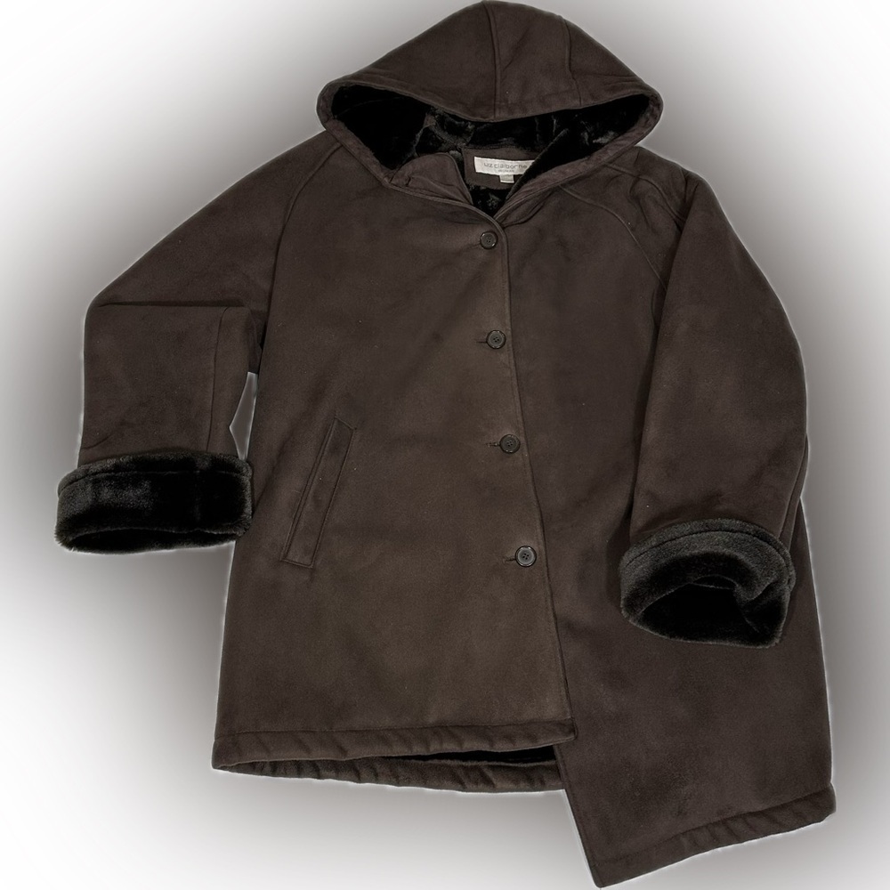 Liz Claiborne Shearling Womans 1X, Suede look & feel, Fur look & feel. Coco BRWN - Picture 11 of 11